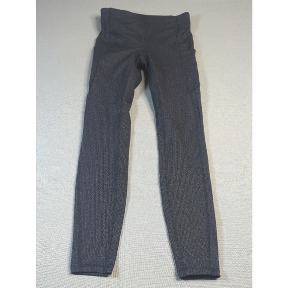lululemon athletica Pants - Lululemon Black Heather Ribbed Leggings High Rise Pockets Athletic